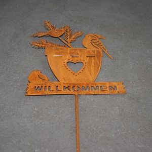 Gartenstecker Vögel Willkommen