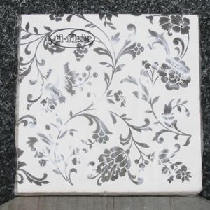 Cocktailserviette Black/white Blumen