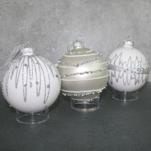 Kugel Weihnachten weiß/silber